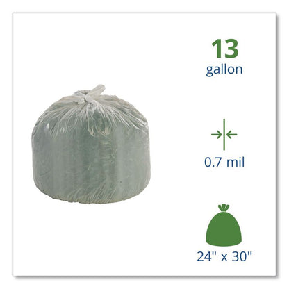 Controlled Life-Cycle Plastic Trash Bags, 13 gal, 0.7 mil, 24" x 30", White, 120/Box