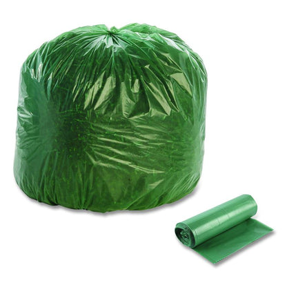 Controlled Life-Cycle Plastic Trash Bags, 33 gal, 1.1 mil, 33" x 40", Green, 40/Box