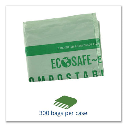 EcoSafe-6400 Bags, 64 gal, 0.85 mil, 48" x 60", Green, 30/Box