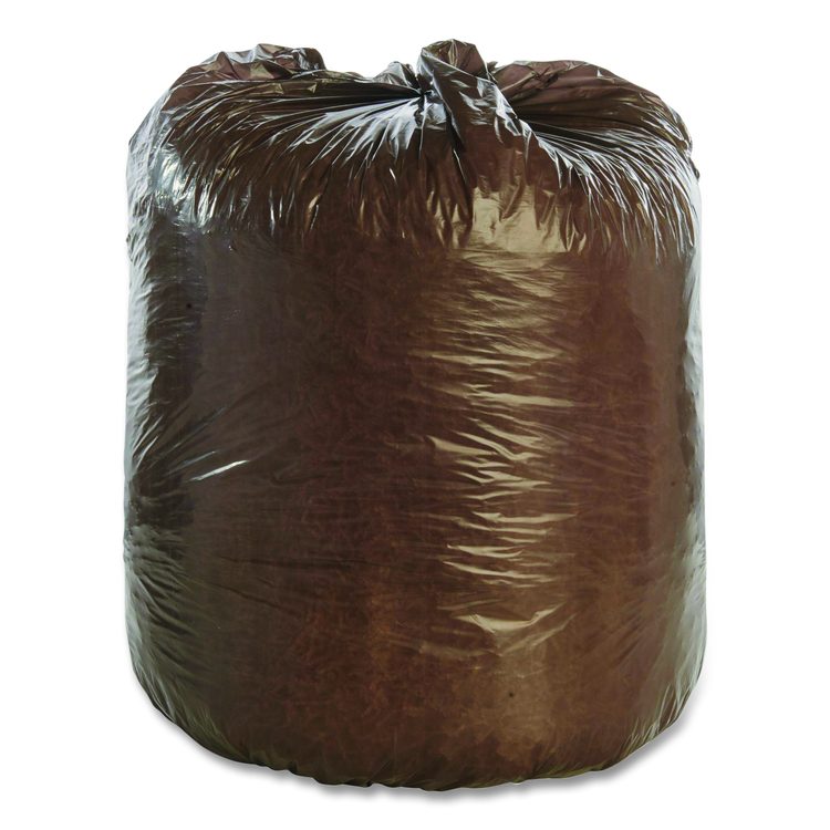 Controlled Life-Cycle Plastic Trash Bags, 39 gal, 1.1 mil, 33" x 44", Brown, 40/Box