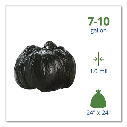 Total Recycled Content Plastic Trash Bags, 10 gal, 1 mil, 24" x 24", Black/Brown, 250/Carton