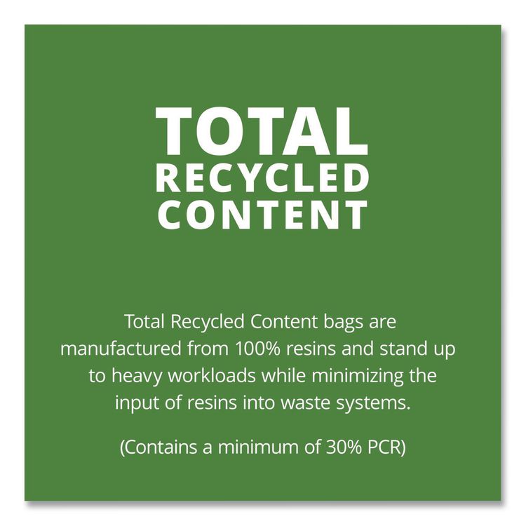 Total Recycled Content Plastic Trash Bags, 10 gal, 1 mil, 24" x 24", Black/Brown, 250/Carton