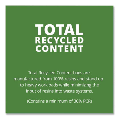 Total Recycled Content Plastic Trash Bags, 10 gal, 1 mil, 24" x 24", Black/Brown, 250/Carton
