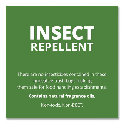 Insect-Repellent Trash Bags, 35 gal, 2 mil, 33" x 45", Black, 80/Box