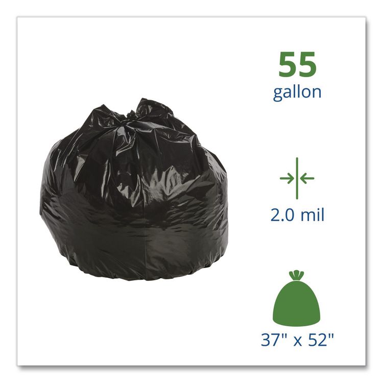 Insect-Repellent Trash Bags, 55 gal, 2 mil, 37" x 52", Black, 65/Box