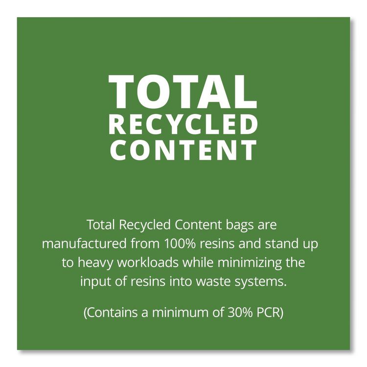Total Recycled Content Plastic Trash Bags, 30 gal, 1.3 mil, 30" x 39", Black/Brown, 100/Carton