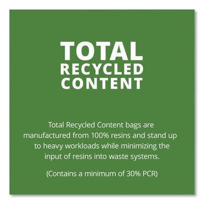 Total Recycled Content Plastic Trash Bags, 30 gal, 1.3 mil, 30" x 39", Black/Brown, 100/Carton