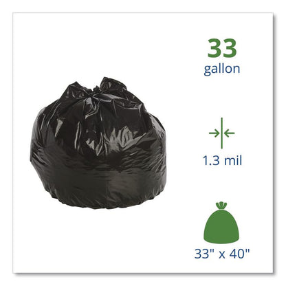 Total Recycled Content Plastic Trash Bags, 33 gal, 1.3 mil, 33" x 40", Black/Brown, 100/Carton
