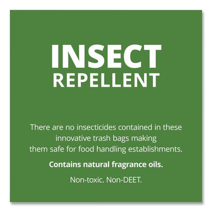 Insect-Repellent Trash Bags, 55 gal, 2 mil, 37" x 52", Black, 65/Box