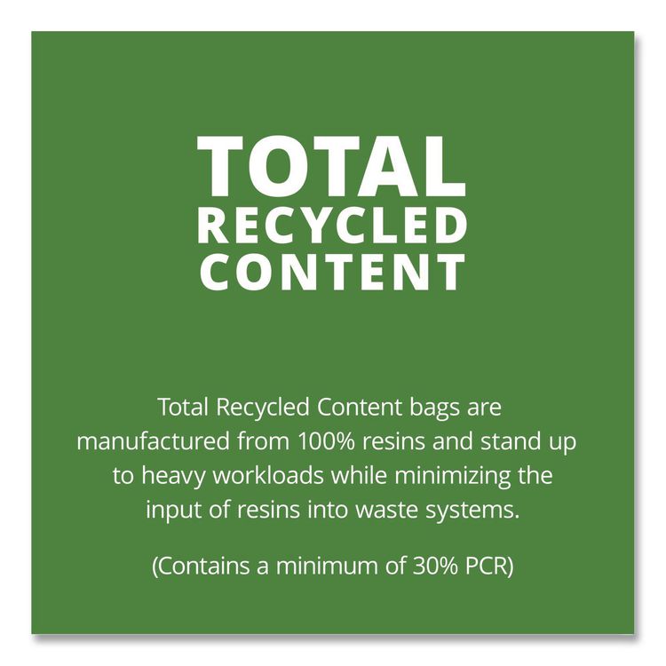 Total Recycled Content Plastic Trash Bags, 33 gal, 1.3 mil, 33" x 40", Black/Brown, 100/Carton