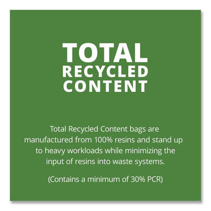 Total Recycled Content Plastic Trash Bags, 33 gal, 1.3 mil, 33" x 40", Black/Brown, 100/Carton