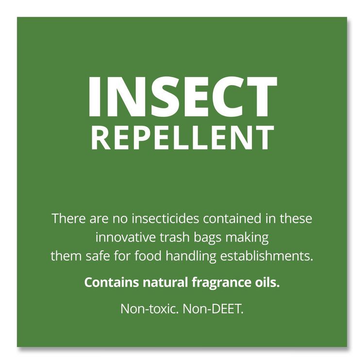 Insect-Repellent Trash Bags, 45 gal, 2 mil, 40" x 45", Black, 65/Box