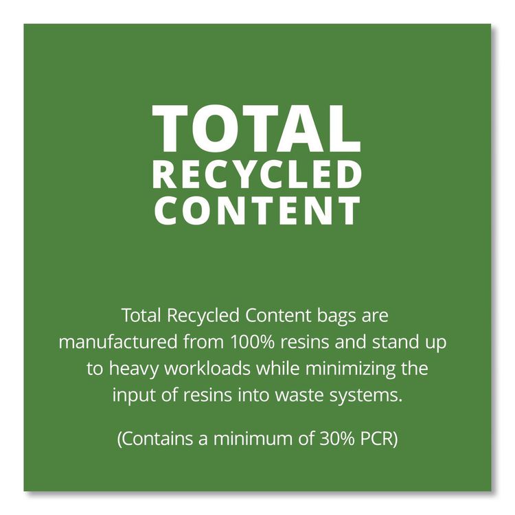 Total Recycled Content Plastic Trash Bags, 33 gal, 1.5 mil, 33" x 40", Black/Brown, 100/Carton