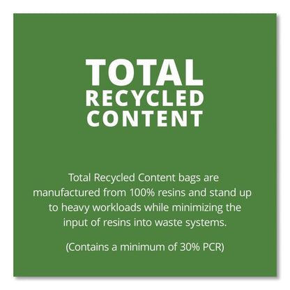 Total Recycled Content Plastic Trash Bags, 33 gal, 1.5 mil, 33" x 40", Black/Brown, 100/Carton