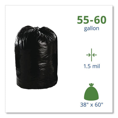 Total Recycled Content Plastic Trash Bags, 60 gal, 1.5 mil, 38" x 60", Black/Brown, 100/Carton