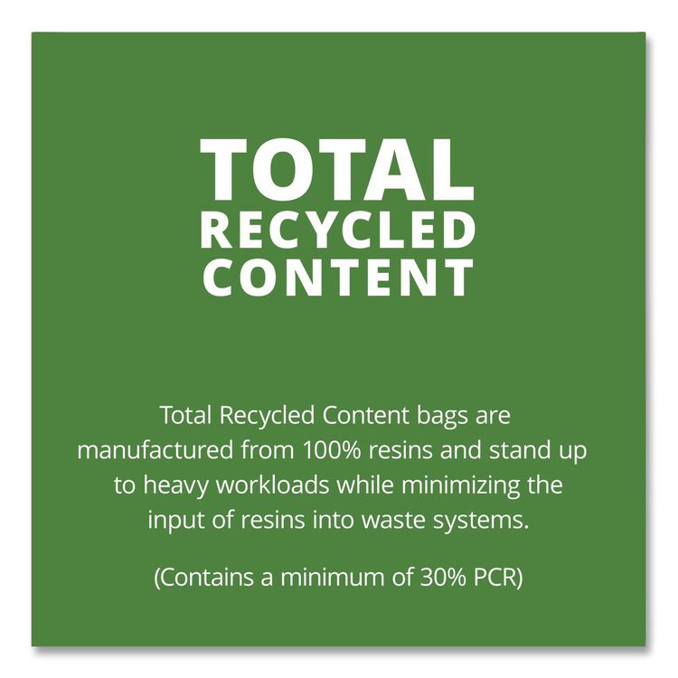 Total Recycled Content Plastic Trash Bags, 60 gal, 1.5 mil, 38" x 60", Black/Brown, 100/Carton