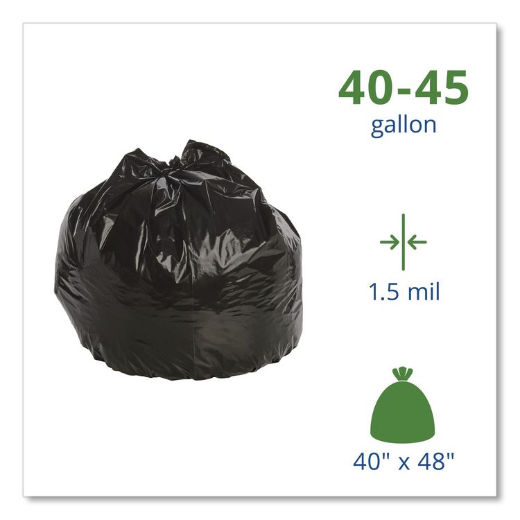 Total Recycled Content Plastic Trash Bags, 45 gal, 1.5 mil, 40" x 48", Black/Brown, 100/Carton