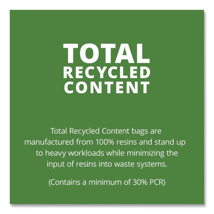 Total Recycled Content Plastic Trash Bags, 45 gal, 1.5 mil, 40" x 48", Black/Brown, 100/Carton