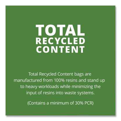 Total Recycled Content Plastic Trash Bags, 45 gal, 1.5 mil, 40" x 48", Black/Brown, 100/Carton