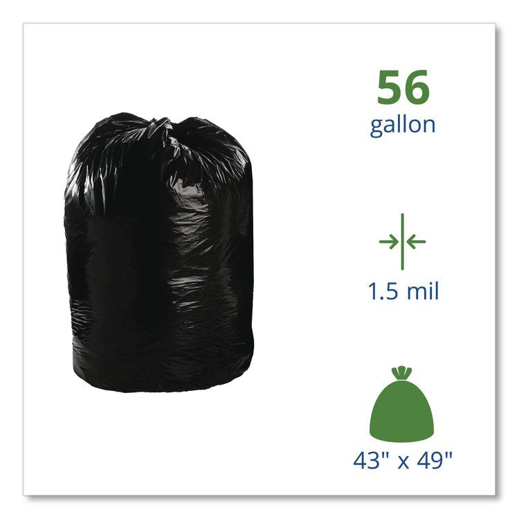 Total Recycled Content Plastic Trash Bags, 56 gal, 1.5 mil, 43" x 49", Black/Brown, 100/Carton