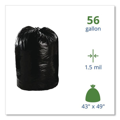 Total Recycled Content Plastic Trash Bags, 56 gal, 1.5 mil, 43" x 49", Black/Brown, 100/Carton