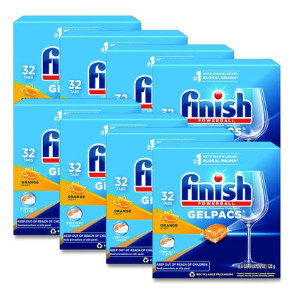 Dish Detergent Gelpacs, Orange Scent, Box of 32 Gelpacs, 8 Boxes/Carton