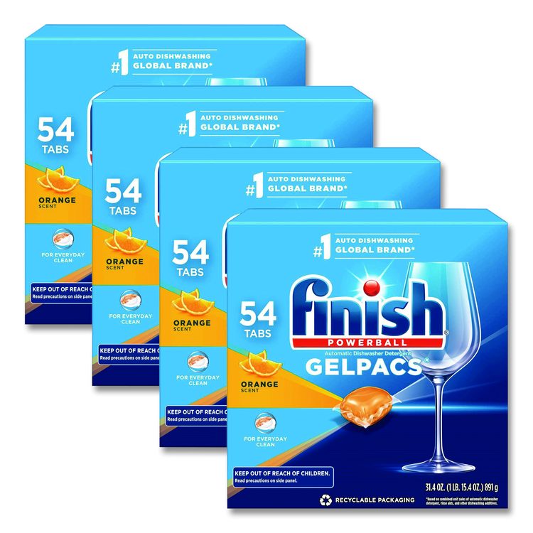 Dish Detergent Gelpacs, Orange Scent, 54/Box, 4 Boxes/Carton