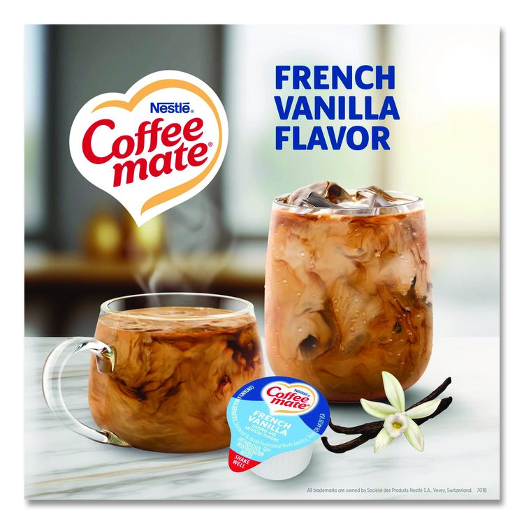 Liquid Coffee Creamer, French Vanilla, 0.38 oz Mini Cups, 180/Carton