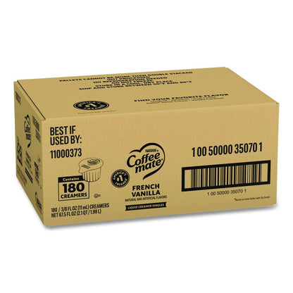 Liquid Coffee Creamer, French Vanilla, 0.38 oz Mini Cups, 180/Carton