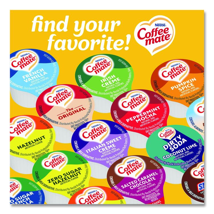 Liquid Coffee Creamer, Hazelnut, 0.38 oz Mini Cups, 180/Carton