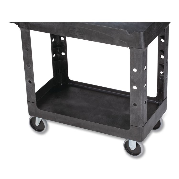 BRUTE Heavy-Duty Utility Cart with Lipped Shelves, Plastic, 2 Shelves, 500 lb Capacity, 17.13" x 38.5" x 38.88", Black