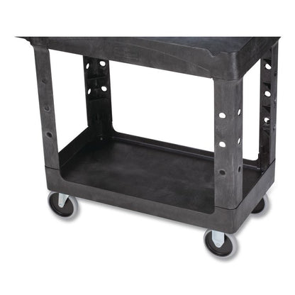 BRUTE Heavy-Duty Utility Cart with Lipped Shelves, Plastic, 2 Shelves, 500 lb Capacity, 17.13" x 38.5" x 38.88", Black