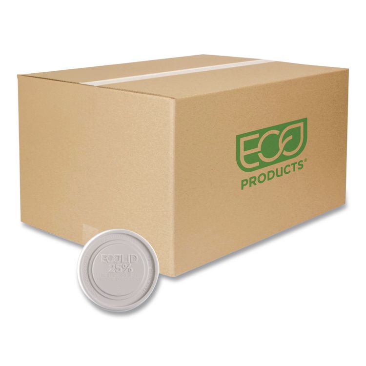 Evolution World EcoLid 25% Recycled Food Container Lid, Fits 12 to 32 oz Containers, White, Plastic, 500/Carton