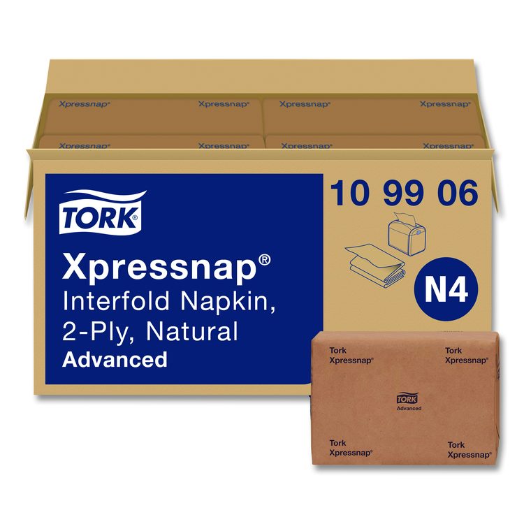 Xpressnap Interfold Dispenser Napkins, 2-Ply, 6.5 x 8.5, Natural, 500/Pack, 12 Packs/Carton