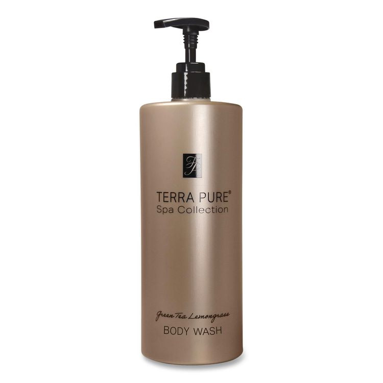 Terra Pure Body Wash Air Pump, Green Tea Lemongrass, 16.23 oz Bottle, 12/Carton