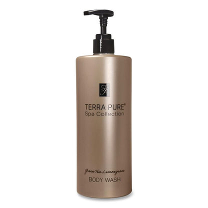 Terra Pure Body Wash Air Pump, Green Tea Lemongrass, 16.23 oz Bottle, 12/Carton