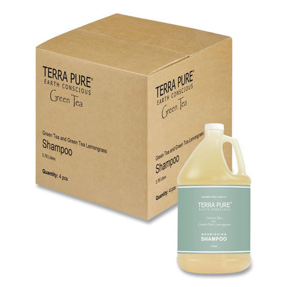 Terra Pure Shampoo Gallon, Green Tea Lemongrass Scent, 1 gal Bottle, 4/Carton