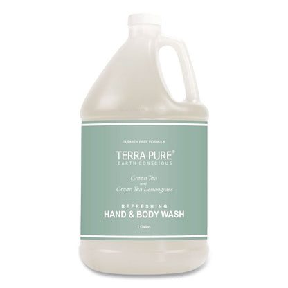 Terra Pure Body Wash Gallon, Green Tea Lemongrass, 1 gal Bottle, 4/Carton