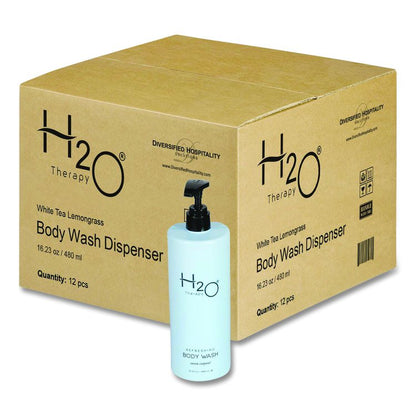 H2O Therapy Body Wash Air Pump, White Tea and Lemongrass Scent, 16.23 oz Bottle, 12/Carton