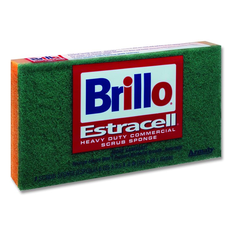 Commercial Heavy Duty Scrub Sponge, 3.5 x 6.12, 0.8" Thick, Orange/Green,12/Carton