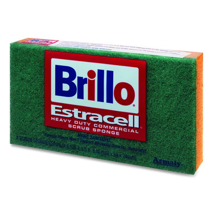 Commercial Heavy Duty Scrub Sponge, 3.5 x 6.12, 0.8" Thick, Orange/Green,12/Carton