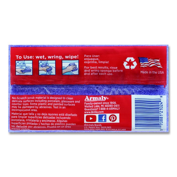 Estracell Bathroom Sponge, 4.5 x 2.75, 1.12" Thick, Purple/White, 2 Sponges/Pack, 12 Packs/Carton
