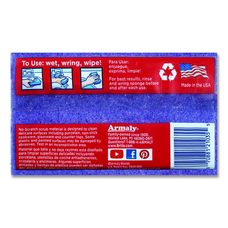 Estracell Scrub Sponge Variety Pack, 1 Bath, 2 Kitchen, 4.5 x 2.75, 1.12" Thick, Blue/Purple/White, 3/Pack, 8 Packs/Carton