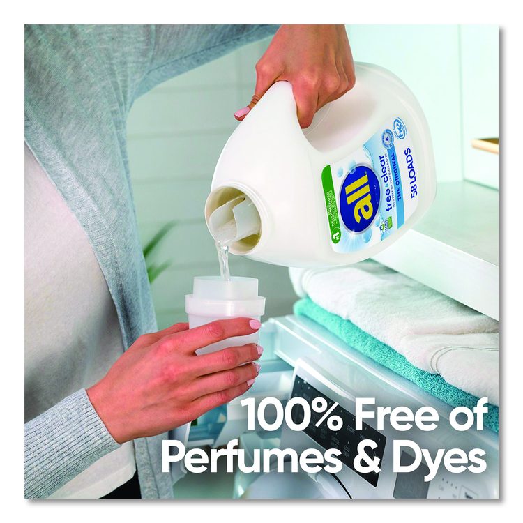Free Clear HE Laundry Detergent, 58 Loads, Unscented, 73 oz Bottle, 6/Carton