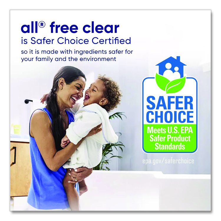 Free Clear HE Laundry Detergent, 58 Loads, Unscented, 73 oz Bottle, 6/Carton