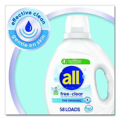 Free Clear HE Laundry Detergent, 58 Loads, Unscented, 73 oz Bottle, 6/Carton