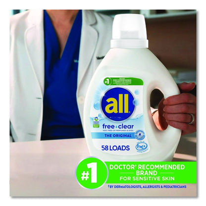 Free Clear HE Laundry Detergent, 58 Loads, Unscented, 73 oz Bottle, 6/Carton