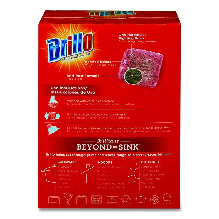 Steel Wool Soap Pads, 2.5 x 3, Gray/Pink, 10 Pads/Box, 12 Boxes/Carton