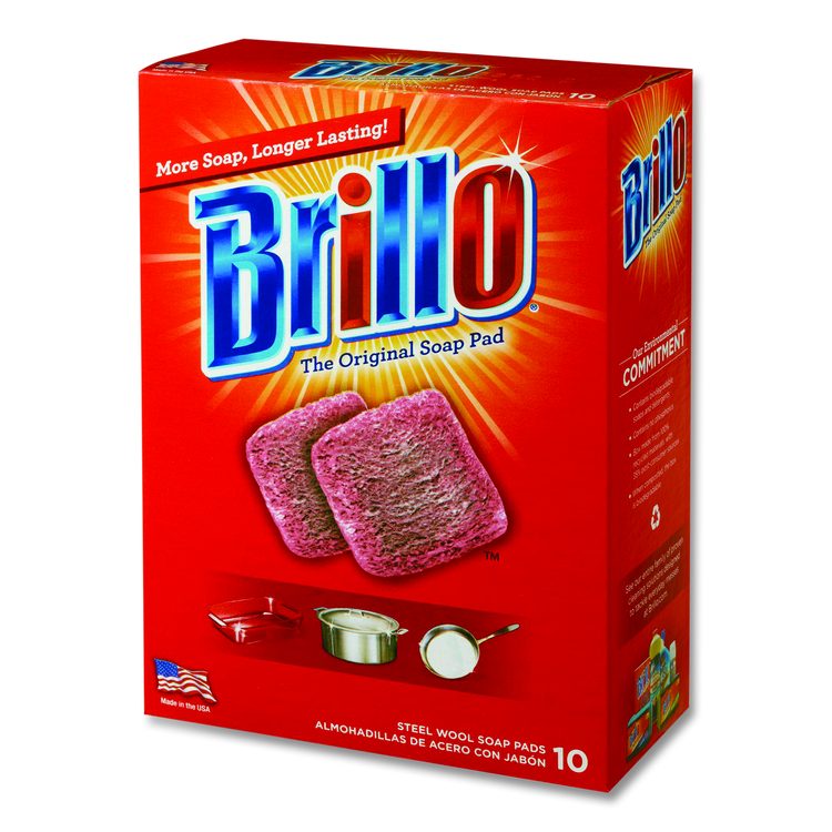 Steel Wool Soap Pads, 2.5 x 3, Gray/Pink, 10 Pads/Box, 12 Boxes/Carton