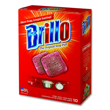 Steel Wool Soap Pads, 2.5 x 3, Gray/Pink, 10 Pads/Box, 12 Boxes/Carton